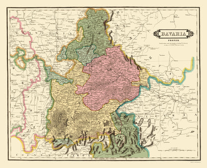 Historic Map - Bavaria Germany - Hamilton 1831 - 23 x 28.36 - Vintage Wall Art