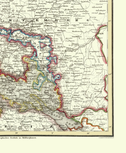 Historic Map - Baden Wurttemberg Germany - Radefeld 1860 - 23 x 28 - Vintage Wall Art