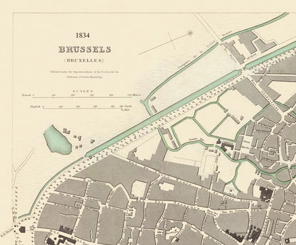 Historic Map - Brussels Belgium - Chapman 1834 - 27.75 x 23 - Vintage Wall Art
