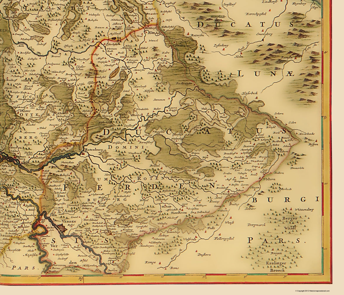 Historic Map - Bremen Verden Duchies Germany - De Wit 1688 - 23 x 26.81 - Vintage Wall Art