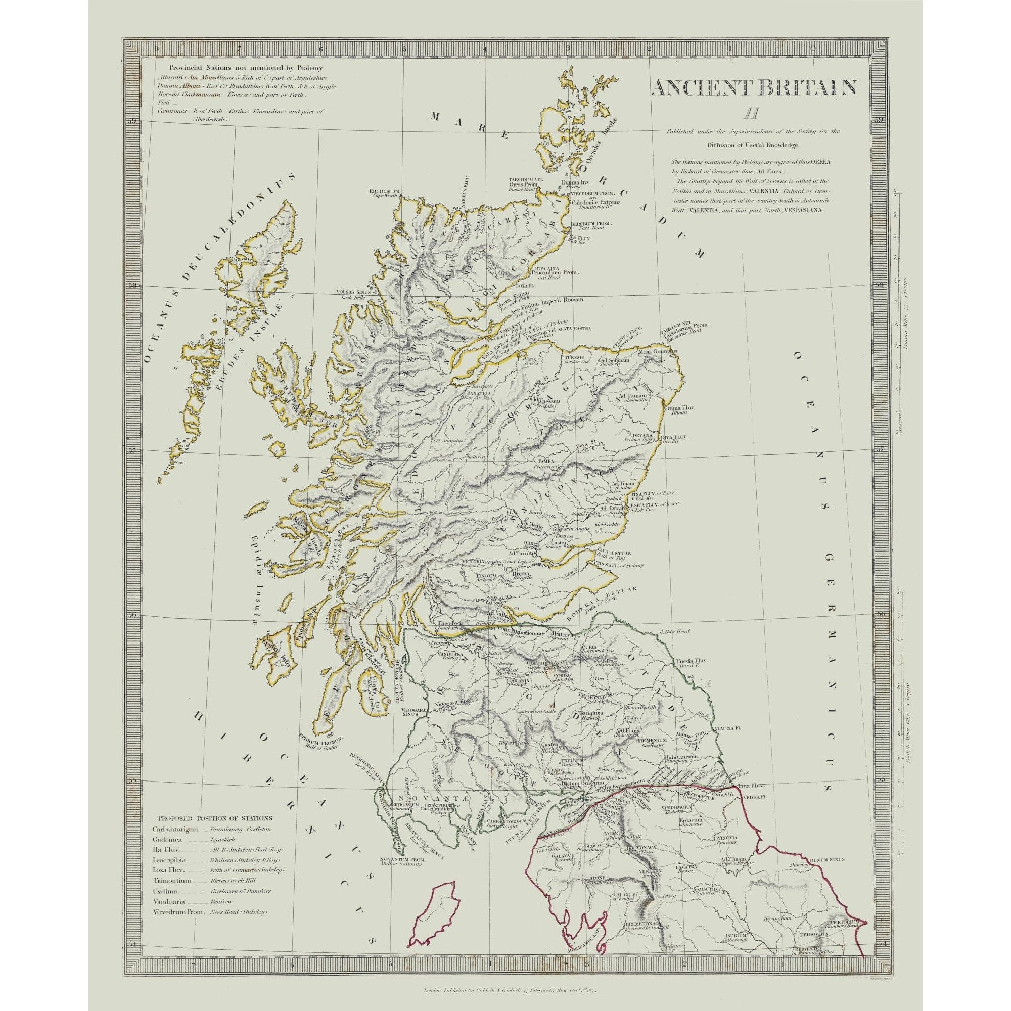 Historic Map - Britain Ancient Terrain - Baldwin 1830 - 23 x 27.85 - V