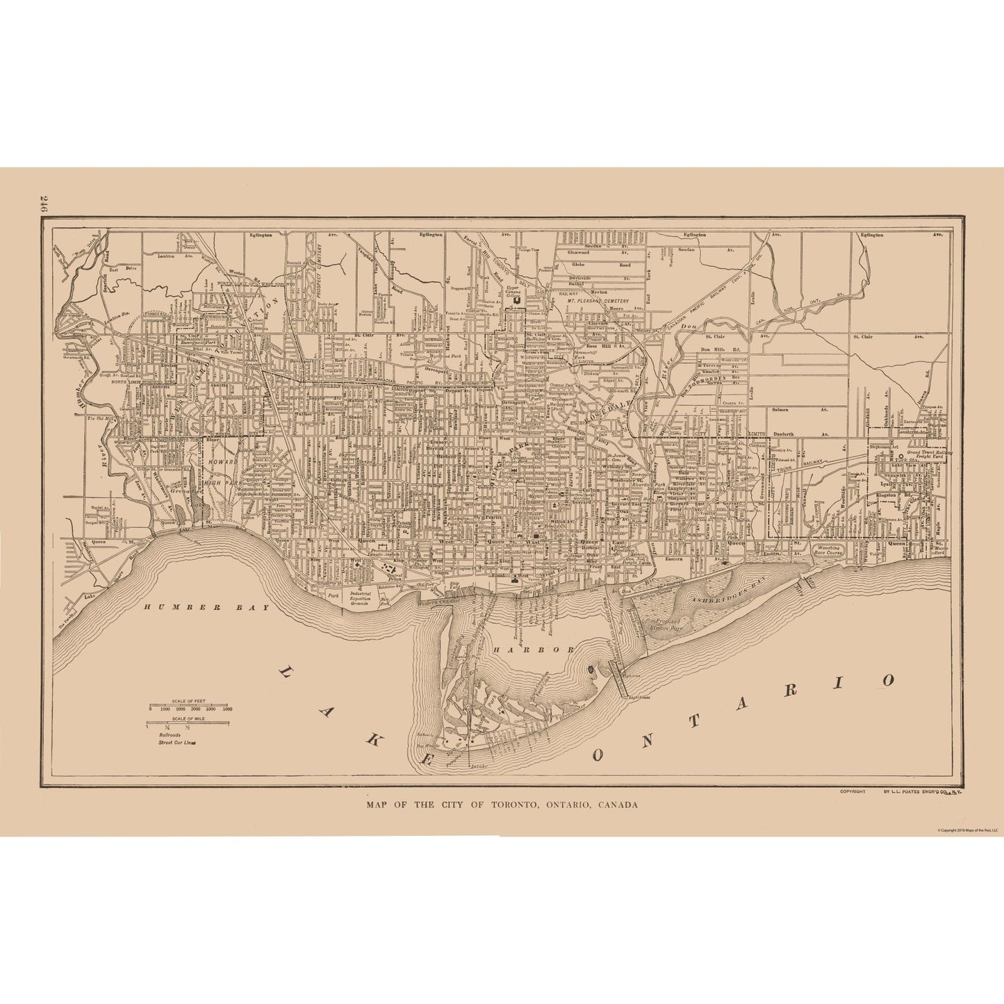 Historic Map - Toronto Canada - Reynold 1921 - 34.49 x 23 - Vintage Wall Art