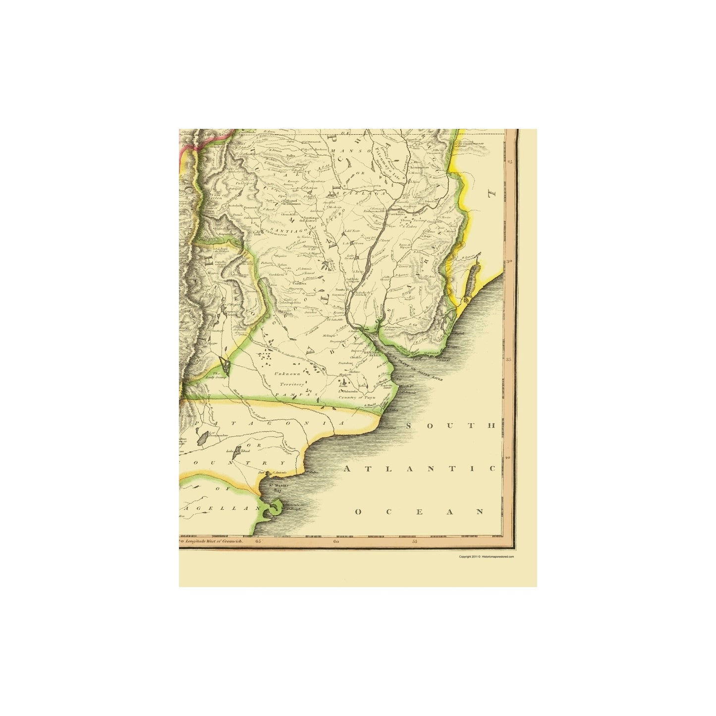 Historic Map - Chile Bolivia Argentina Peru - Thomson 1816 - Vintage Wall Art