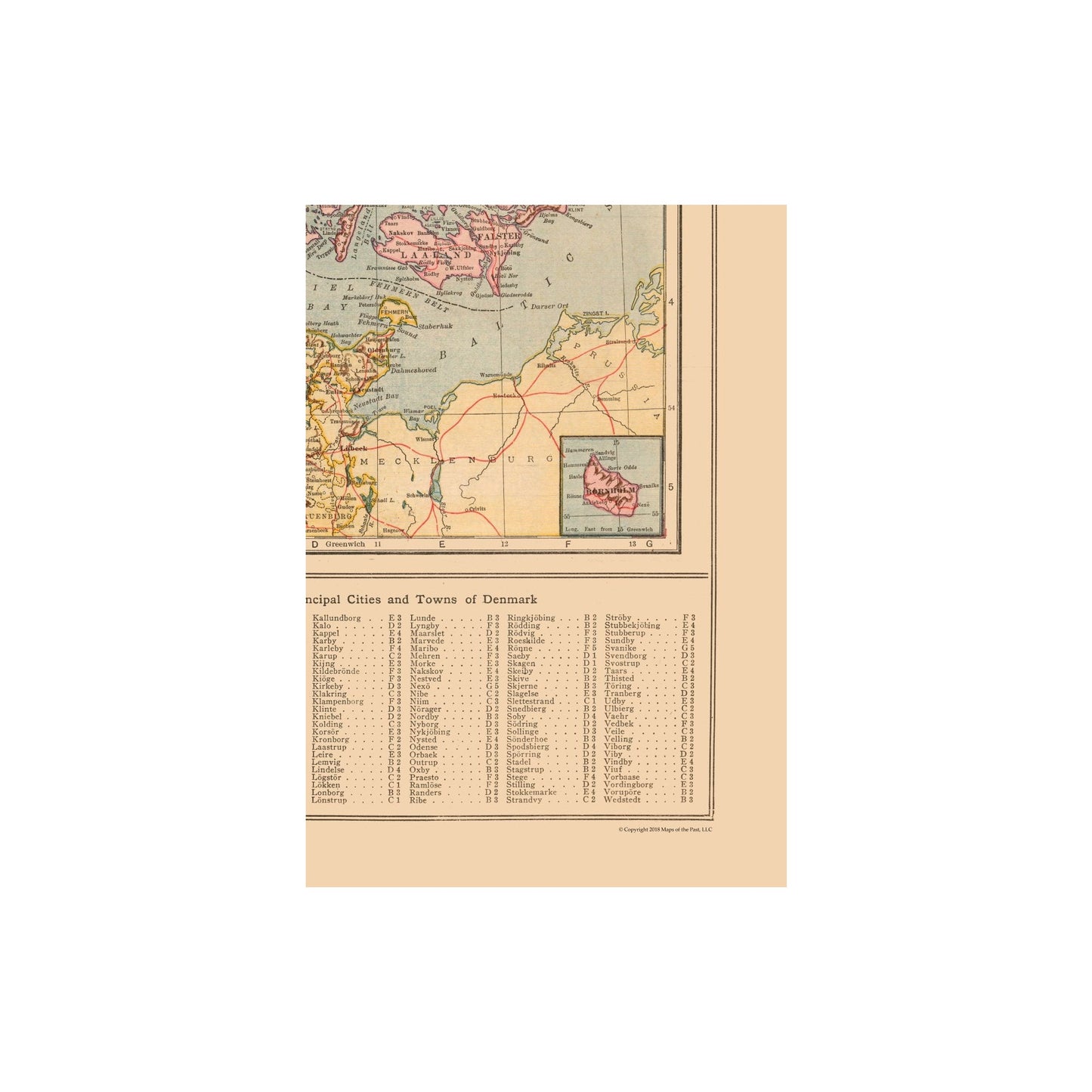 Historic Map - Schleswig Holstein Germany Denmark - Reyn1921 - Vintage Wall Art