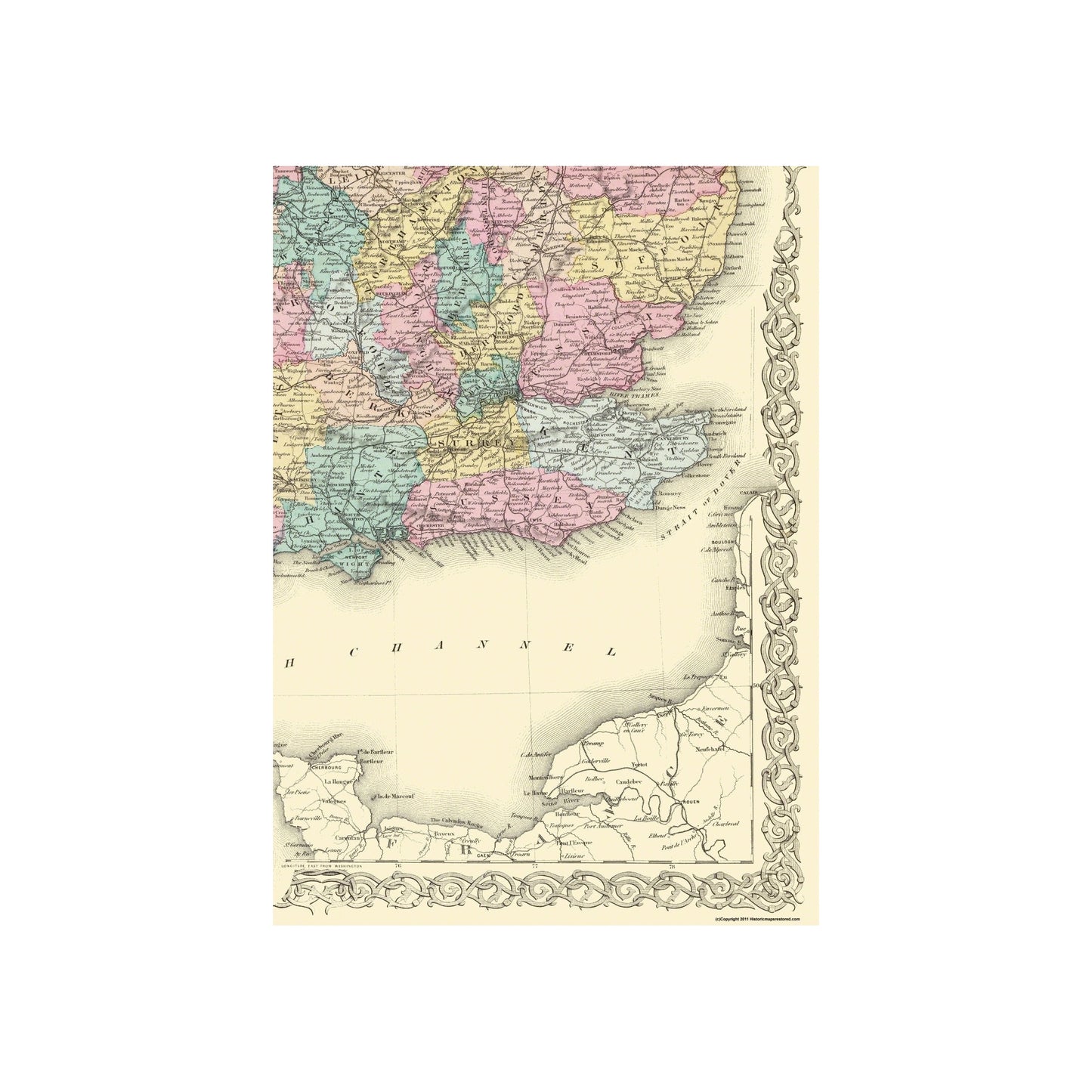 Historic Map - England Wales - Colton 1855 - Vintage Wall Art