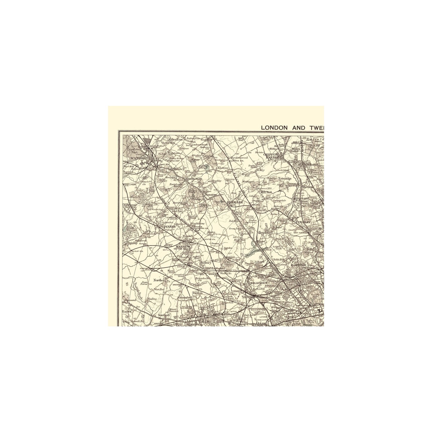 Historic Map - London England - Bartholomew 1925 - 23 x 23.49 - Vintage Wall Art