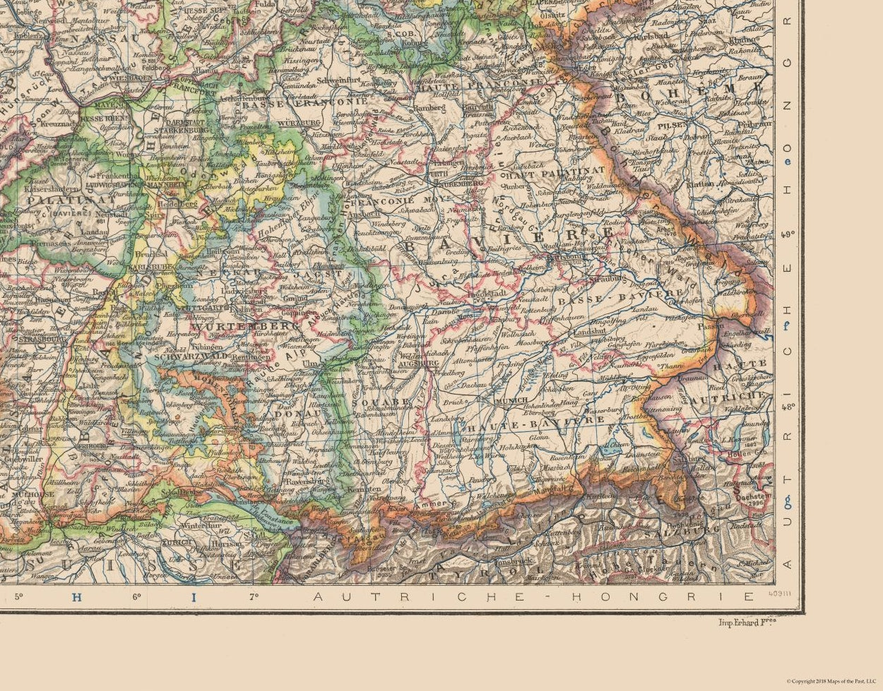 Historic Map - Central Europe - Schrader 1908 - 29.37 x 23 - Vintage Wall Art