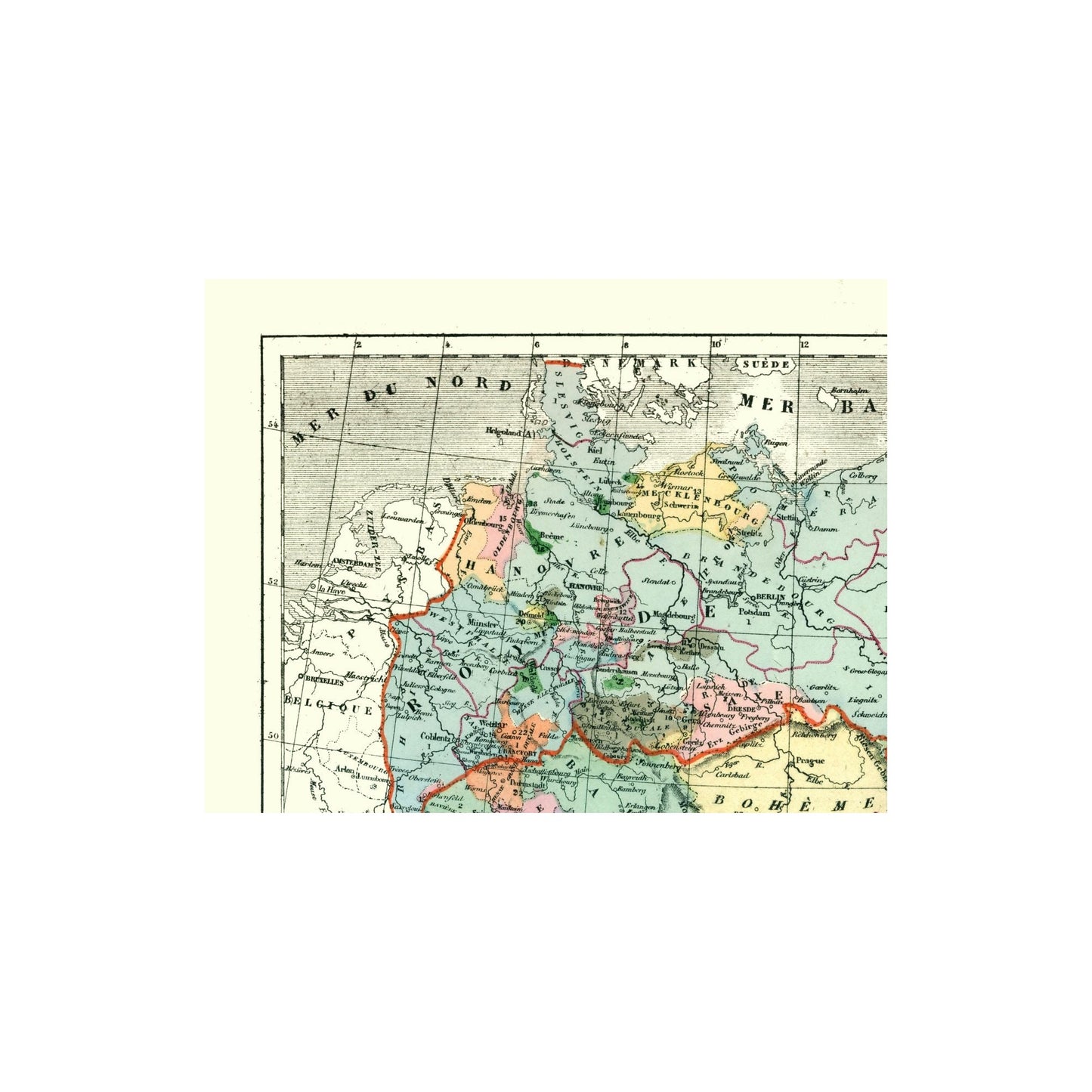 Historic Map - Germany Prussia Poland Austria - Cortambert 1880 - 29.40 x 23 - Vintage Wall Art