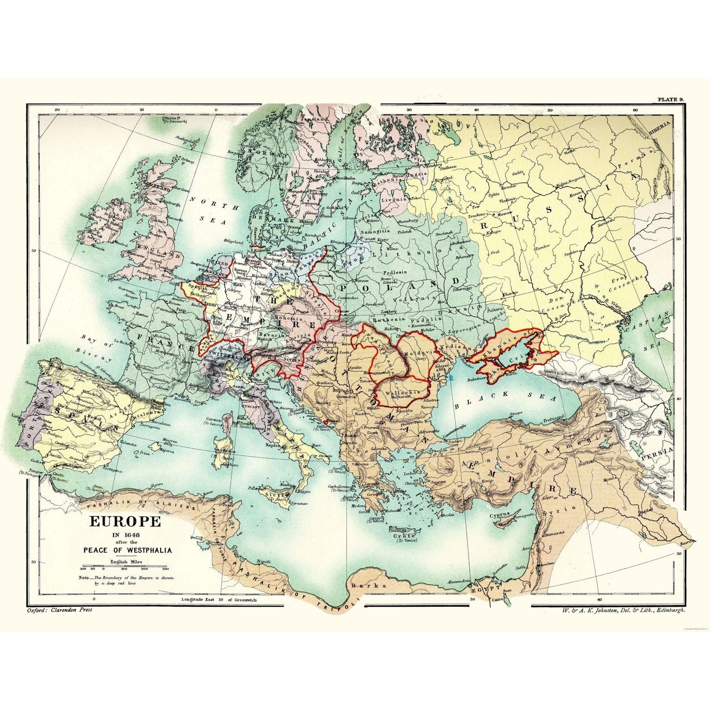Historic Map - Europe Westphalia 1648 Peace - Poole 1902 - 29.48 x 23 - Vintage Wall Art