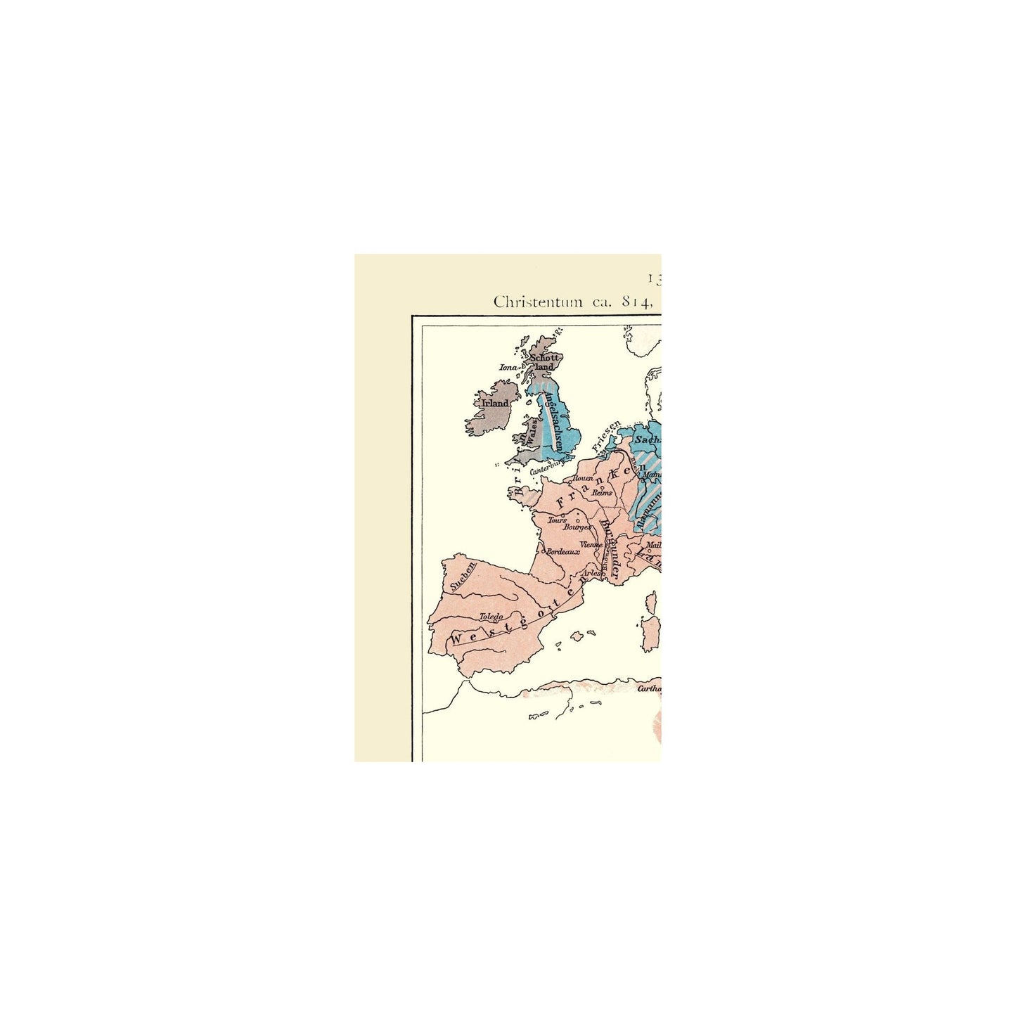 Historic Map - Europe Christianity 814 BC 1100 AD - Putzgers 1897 - 23 x 38.04 - Vintage Wall Art