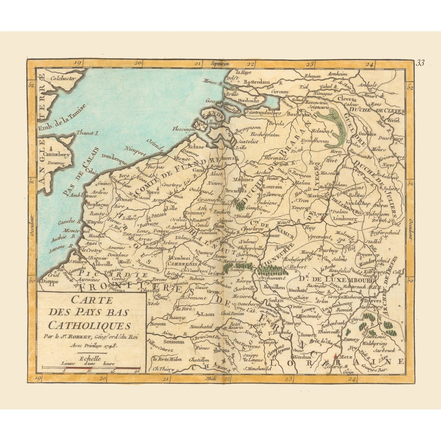 Historic Map - Catholic Belgium Netherlands - Robert 1748 - 26.83 x 23 - Vintage Wall Art