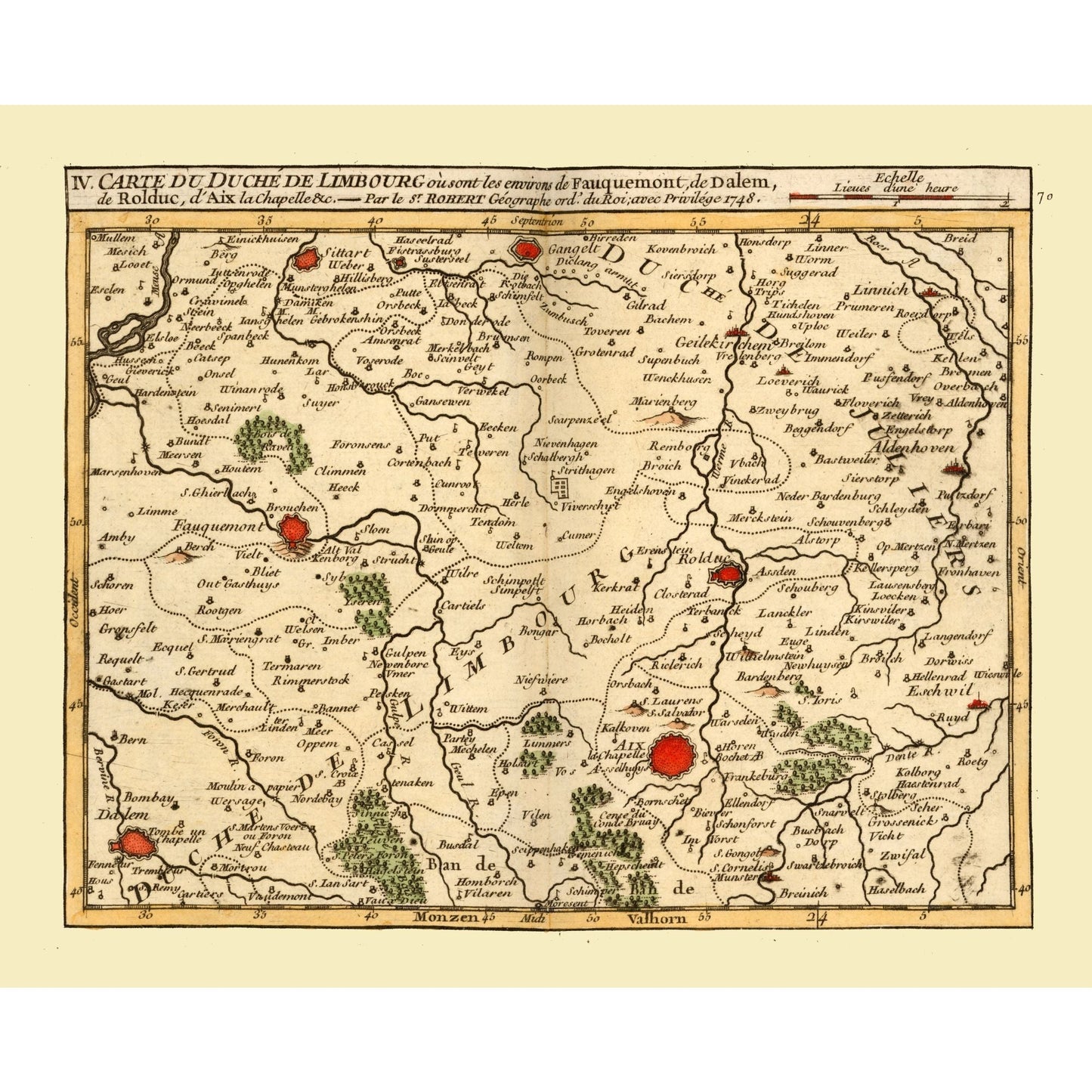 Historic Map - Germany Netherlands Border - Robert 1748 - 28.44 x 23 - Vintage Wall Art