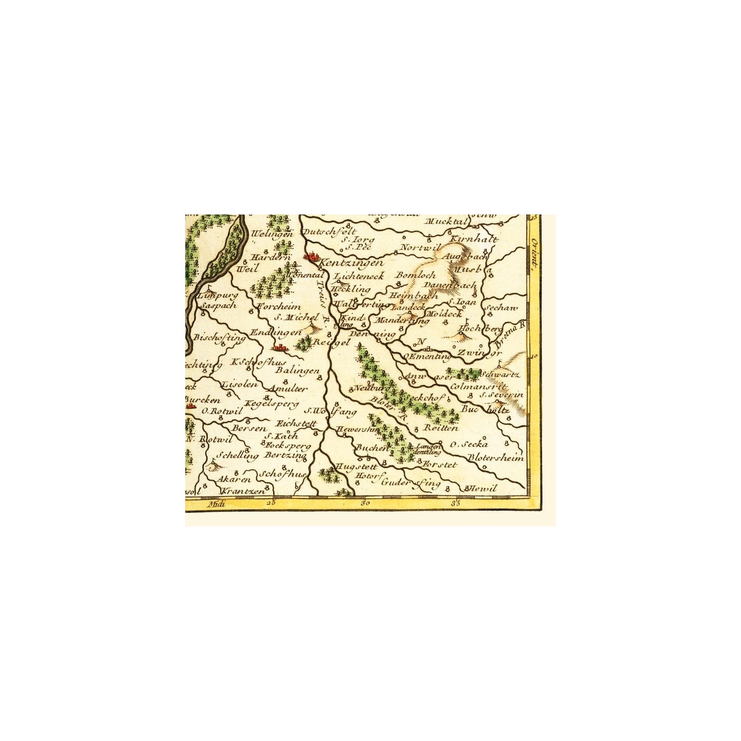 Historic Map - Rhine River France Germany - Robert 1748 - Vintage Wall Art