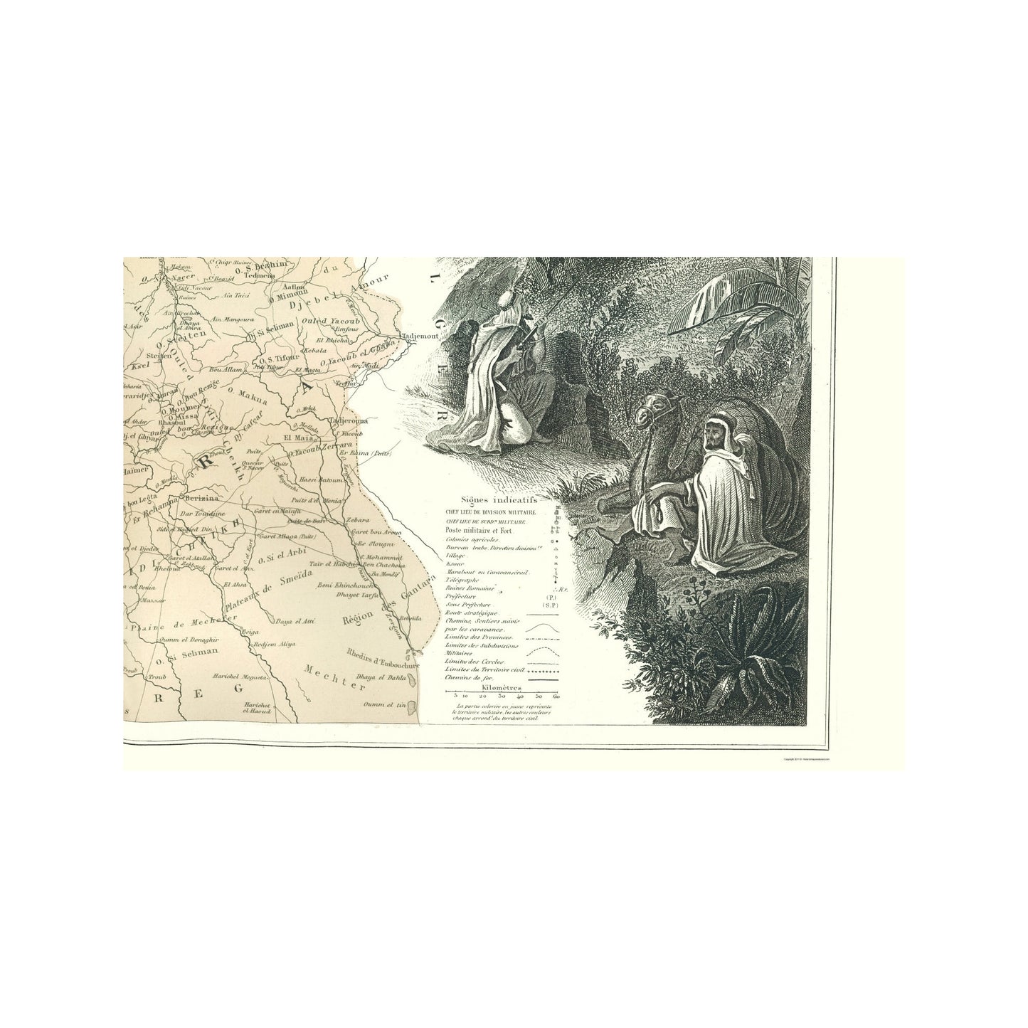 Historic Map - Oran France Algeria - Migeon 1869 - 23 x 35.00 - Vintage Wall Art