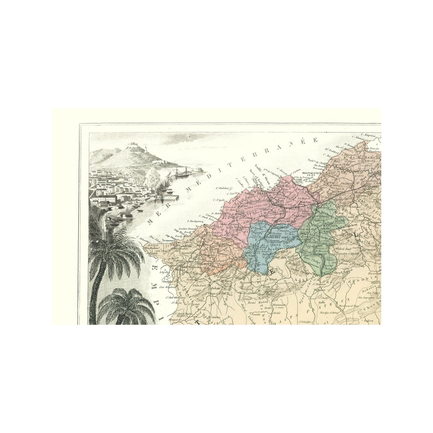 Historic Map - Oran France Algeria - Migeon 1869 - 23 x 35.00 - Vintage Wall Art