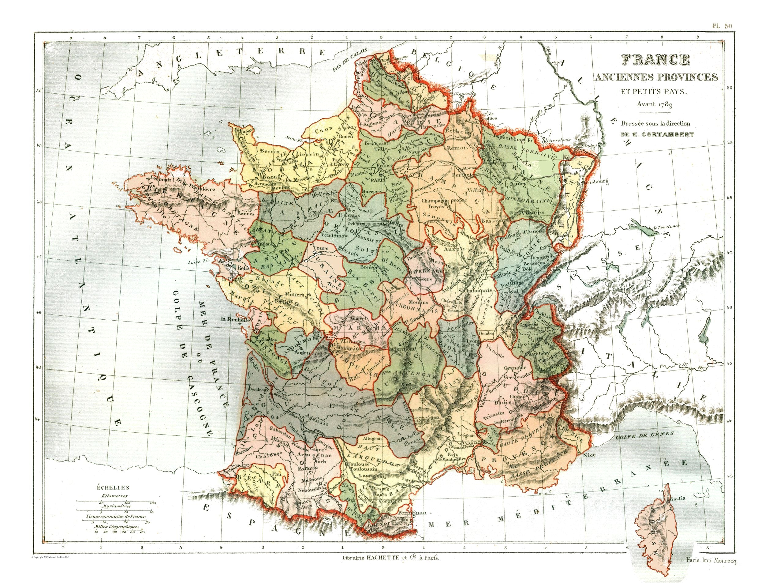 Historic Map France Ancient Provinces Cortambert 1880 30 20 X 23 historic-map-france-ancient-provinces-cortambert-1880-30-20-x-23
