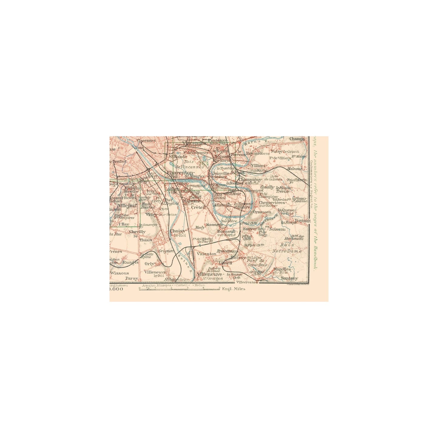 Historic Map - Paris France - Baedeker 1911 - 30.40 x 23 - Vintage Wall Art