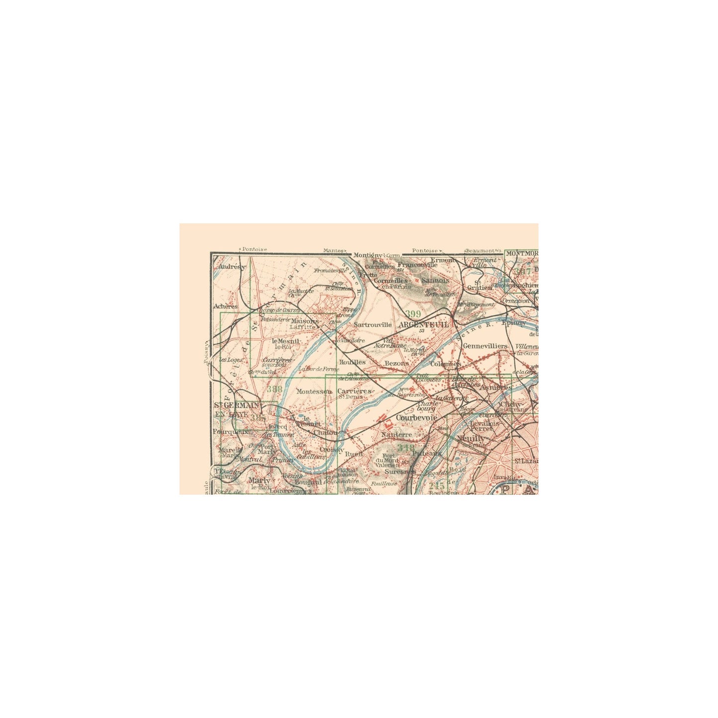 Historic Map - Paris France - Baedeker 1911 - 30.40 x 23 - Vintage Wall Art