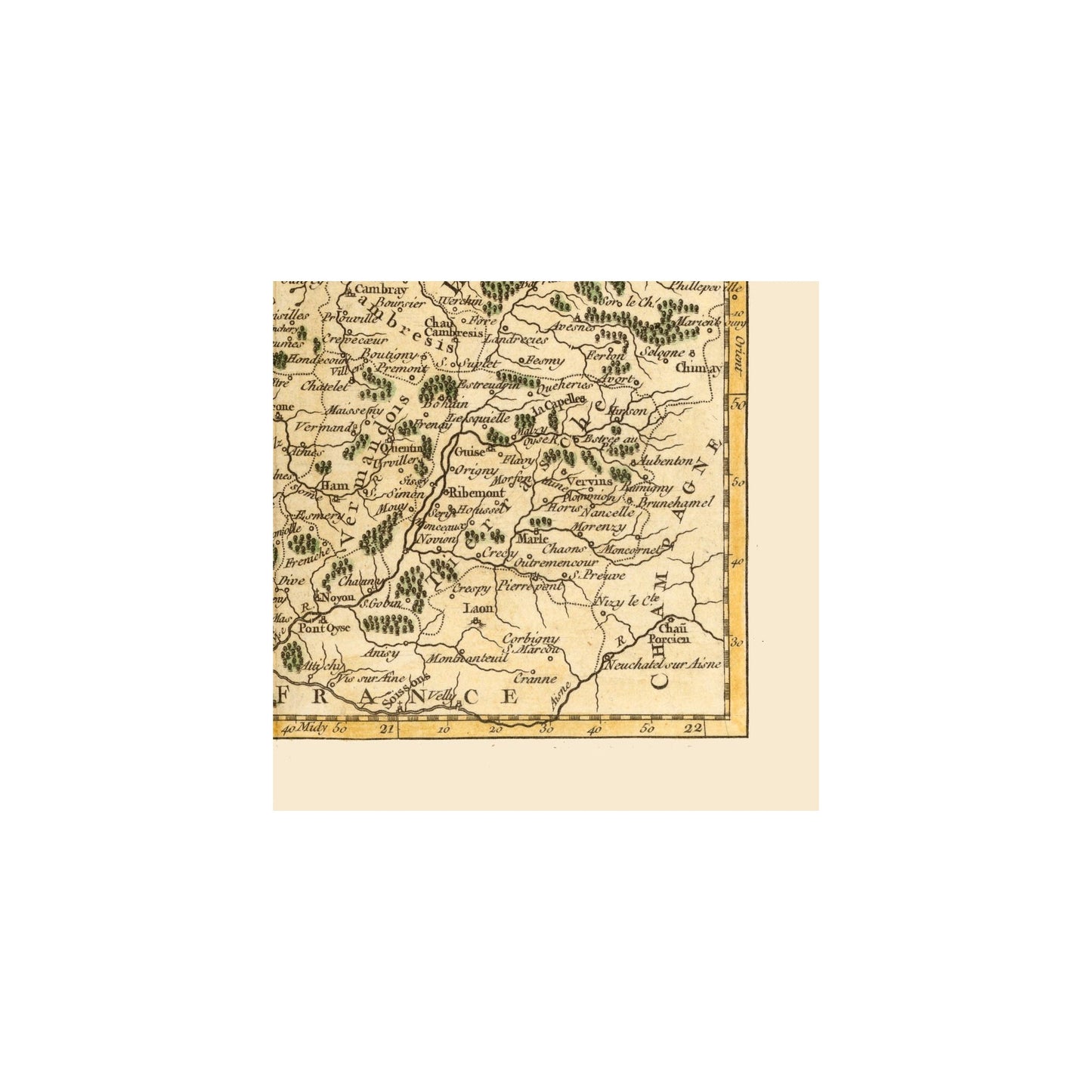Historic Map - Northern France - Robert 1748 - Vintage Wall Art