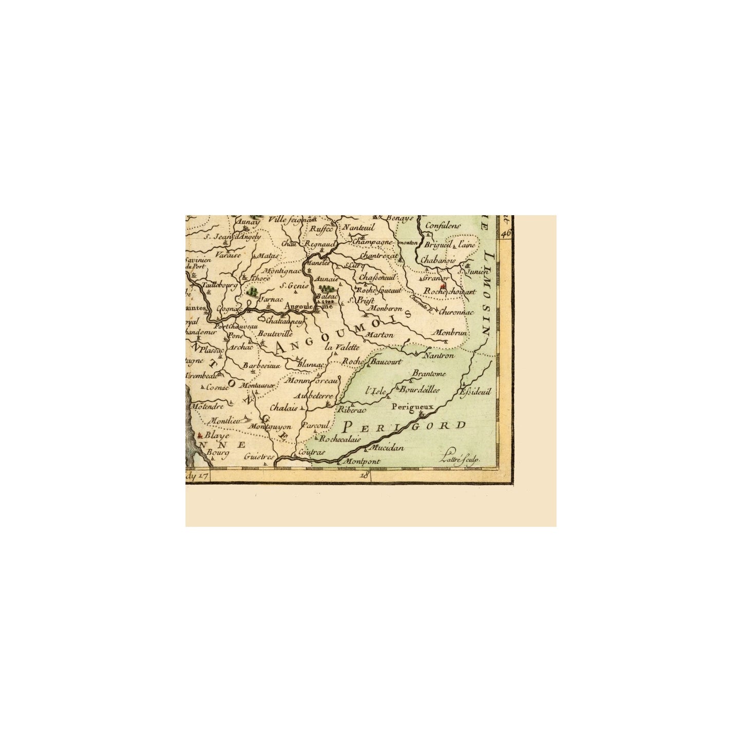 Historic Map - West Central France - Robert 1748 - Vintage Wall Art
