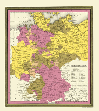 Historic Map - Germany - Tanner 1836 - 23 x 25.80 - Vintage Wall Art