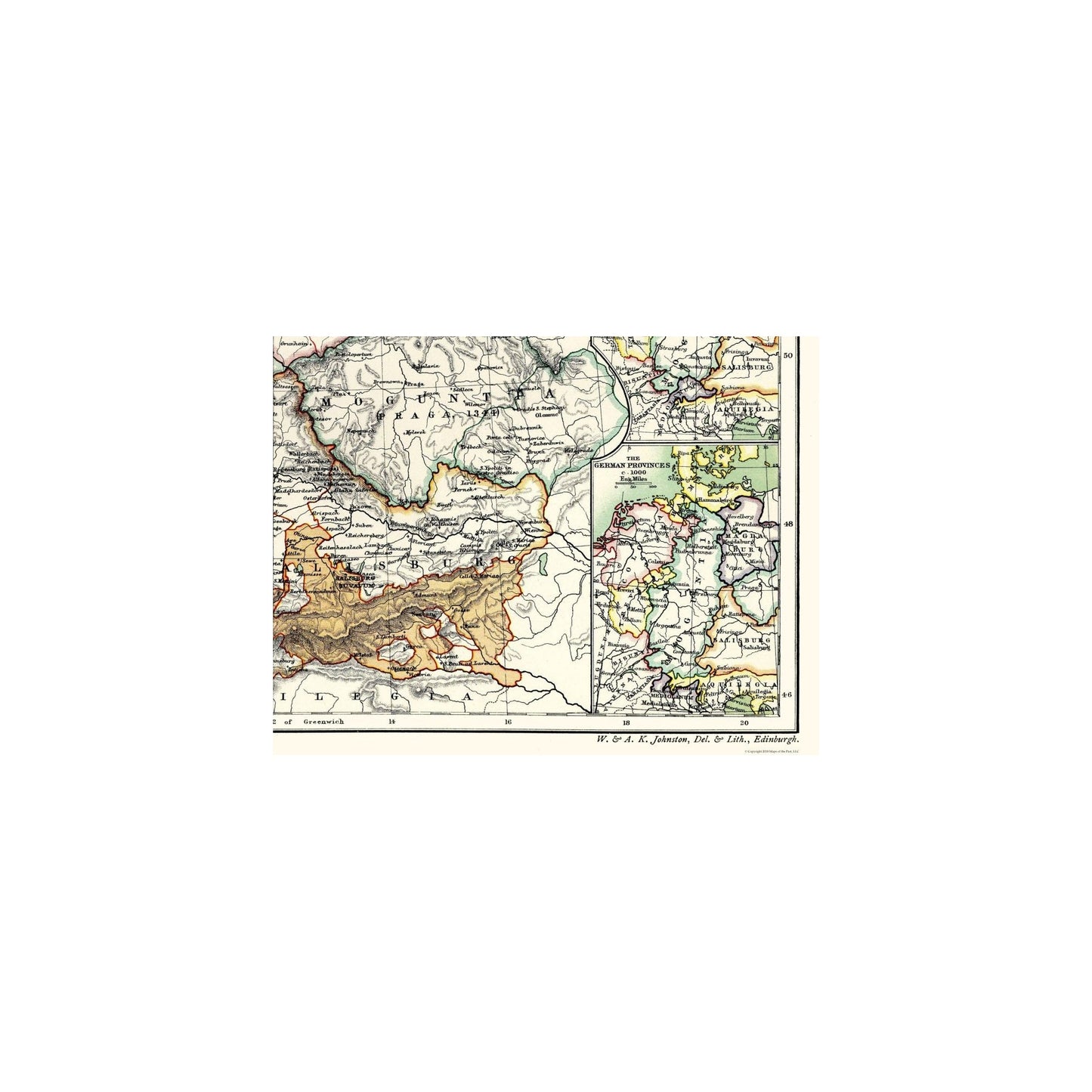 Historic Map - Germany Religion - Poole 1902 - Vintage Wall Art