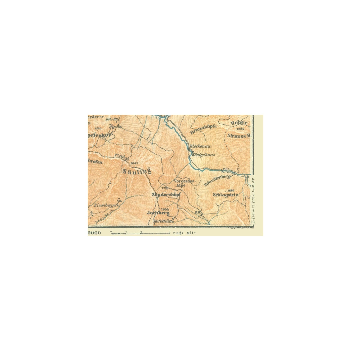 Historic Map - Fussen Region Germany - Baedeker 1914 - Vintage Wall Art