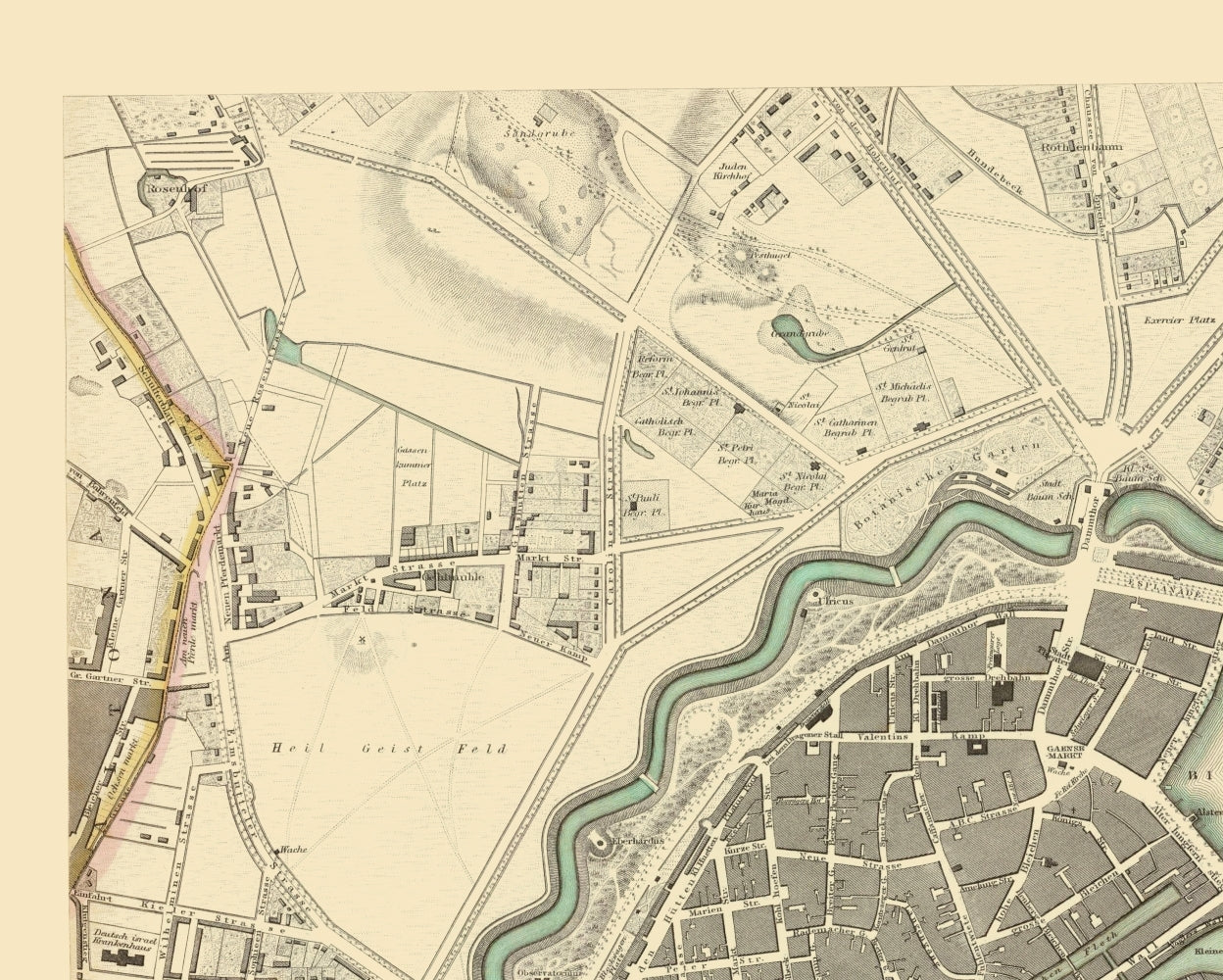 Historic Map - Hamburg Germany - Chapman 1837 - 23 x 28.70 - Vintage Wall Art