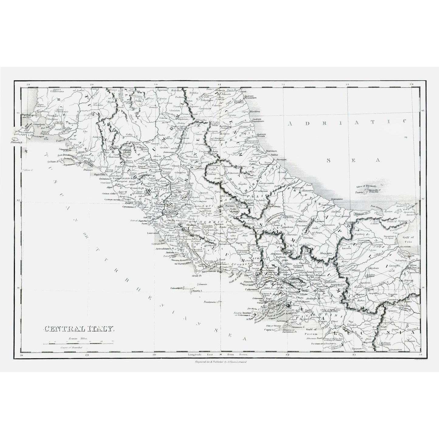 Historic Map - Italy Central - Oxford 1828 - 33.10 x 23 - Vintage Wall Art