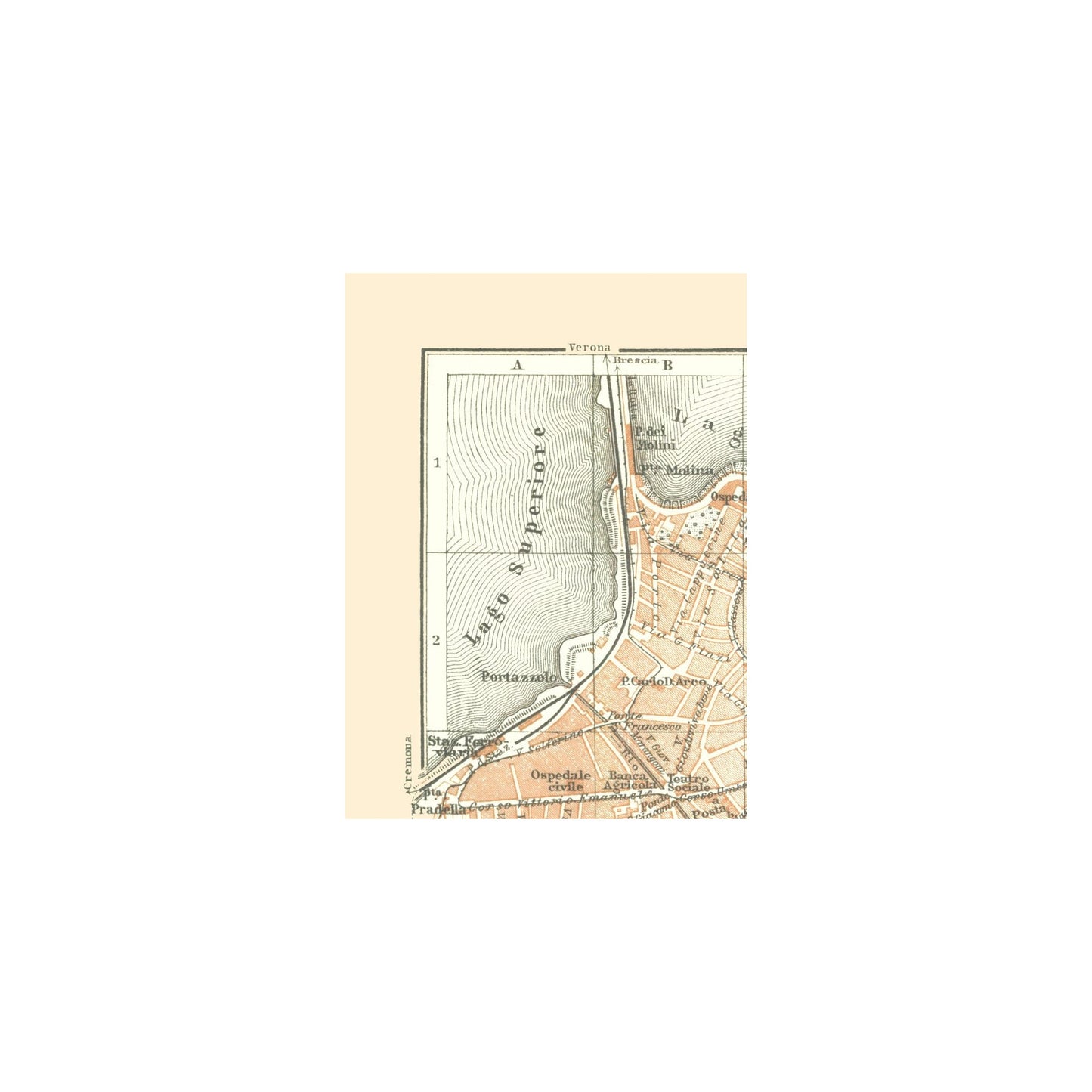 Historic Map - Mantova Italy - Bertarelli 1914 - 23 x 31.24 - Vintage Wall Art