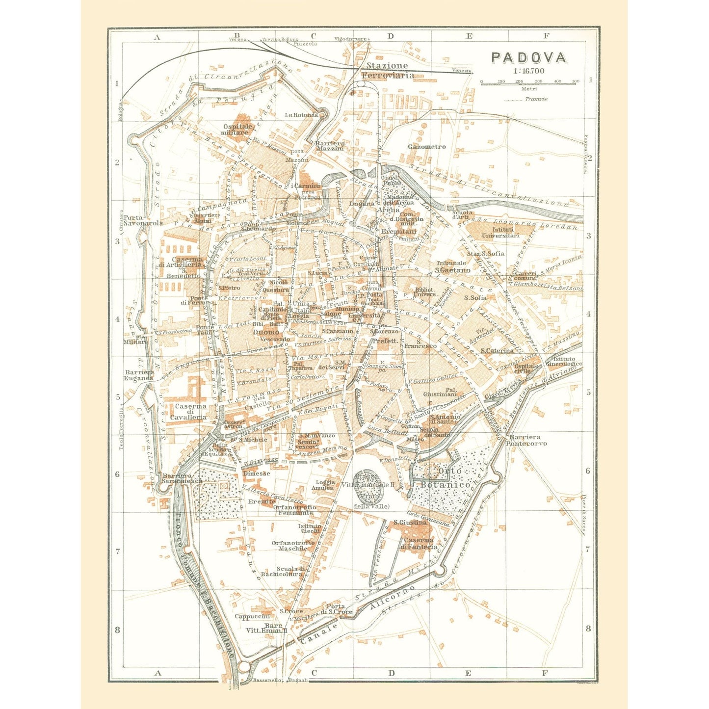 Historic Map - Padua Italy - Bertarelli 1914 - 23 x 29.82 - Vintage Wall Art