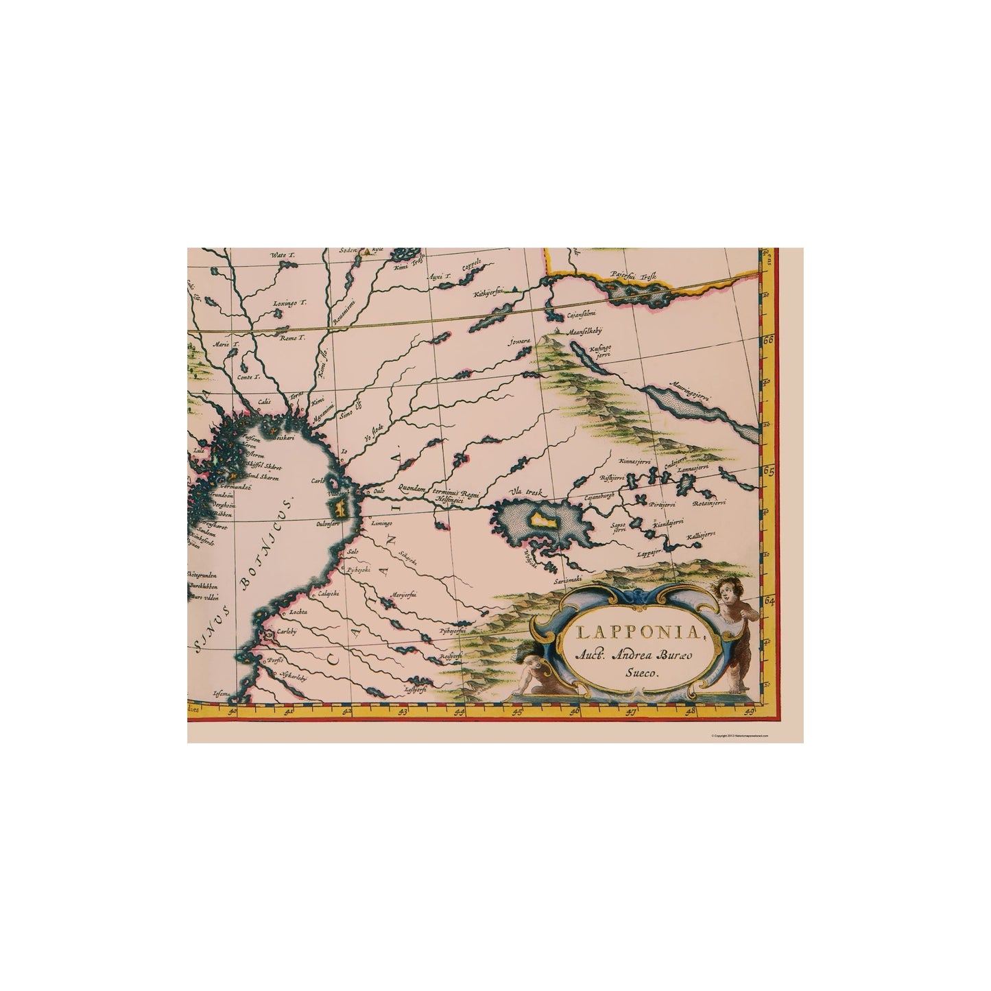 Historic Map - Lapland Region Finland - Blaeu 1662 - 23 x 28.61 - Vintage Wall Art