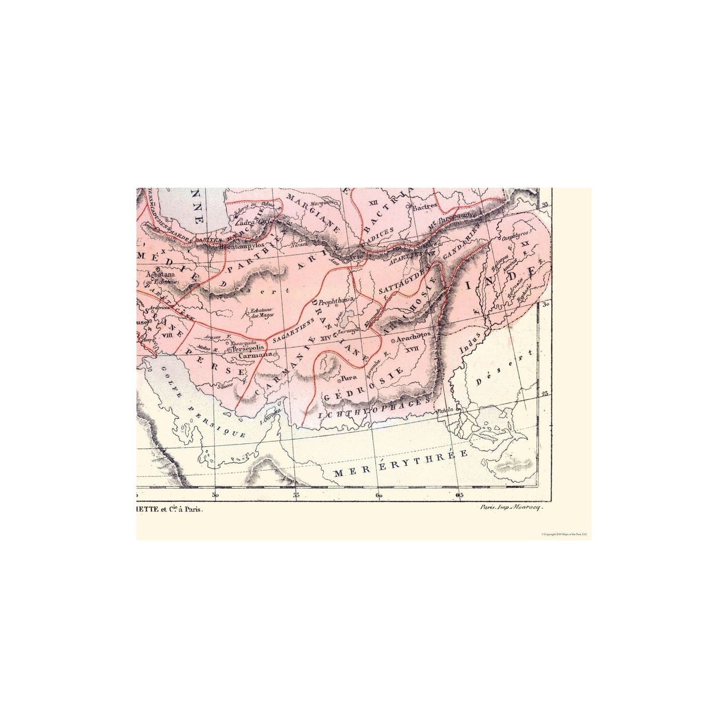 Historic Map - Persian Empire - Cortambert 1880 - 29.71 x 23 - Vintage Wall Art