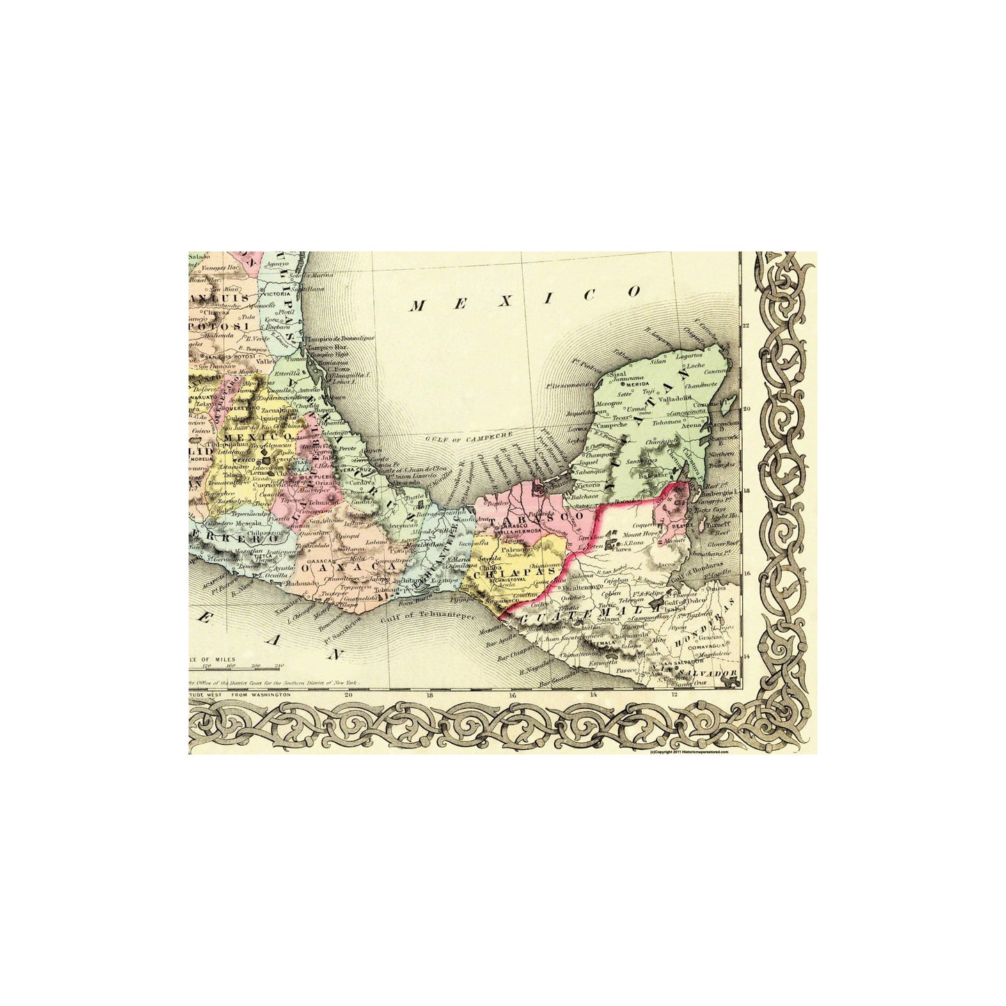 Historic Map - Mexico - Colton 1856 - 28.75 x 23 - Vintage Wall Art