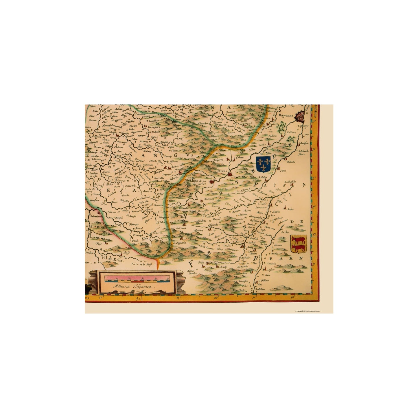 Historic Map - Navarre Spain - Jansson 1638 - 23 x 27.35 - Vintage Wall Art