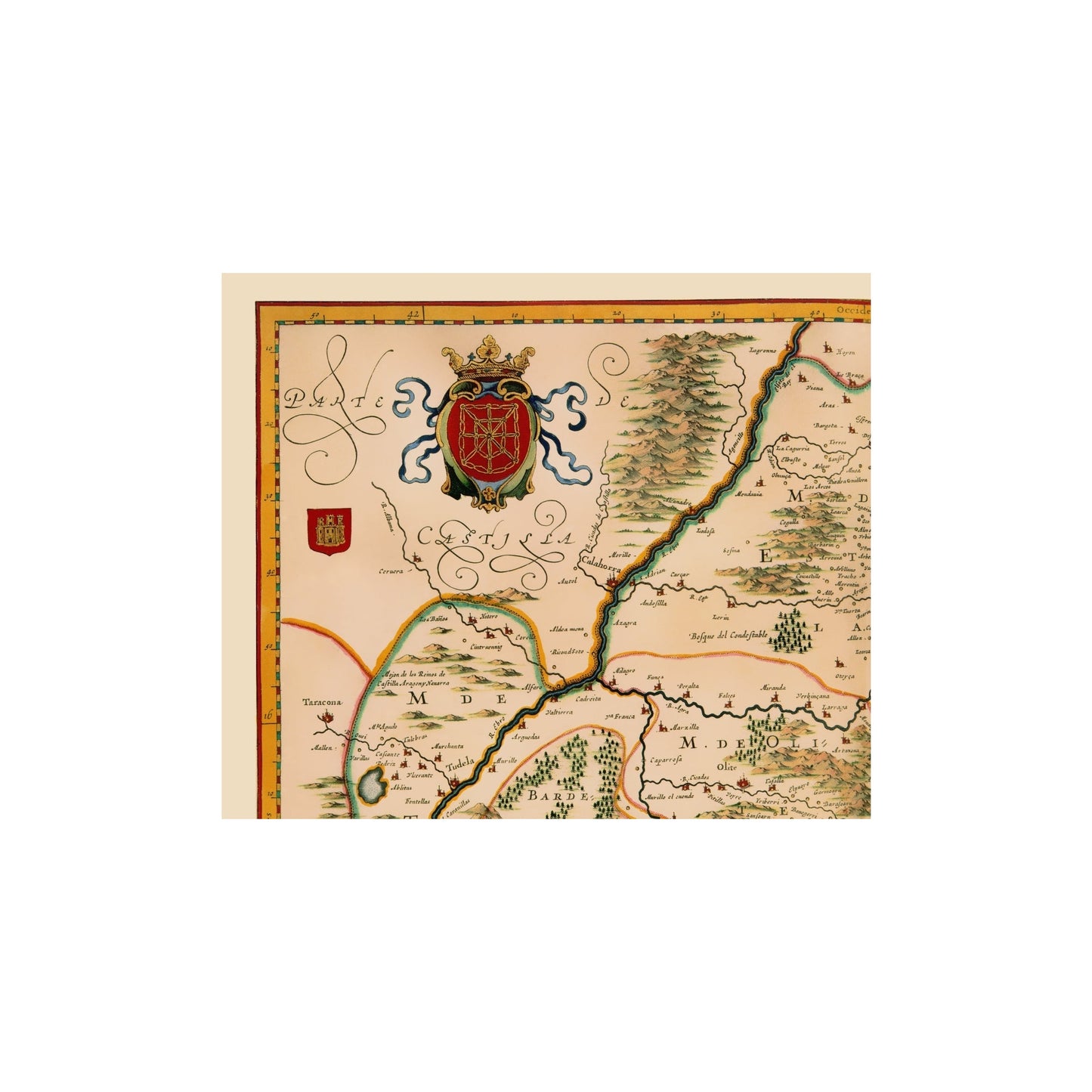 Historic Map - Navarre Spain - Jansson 1638 - 23 x 27.35 - Vintage Wall Art