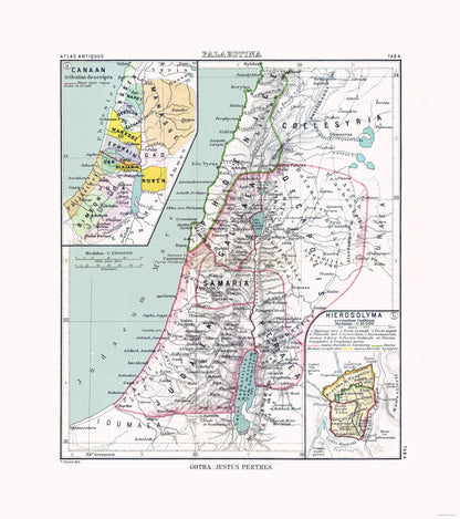 Historic Map - Palestine Israel - Perthes 1896 - 23 x 25.93 - Vintage Wall Art