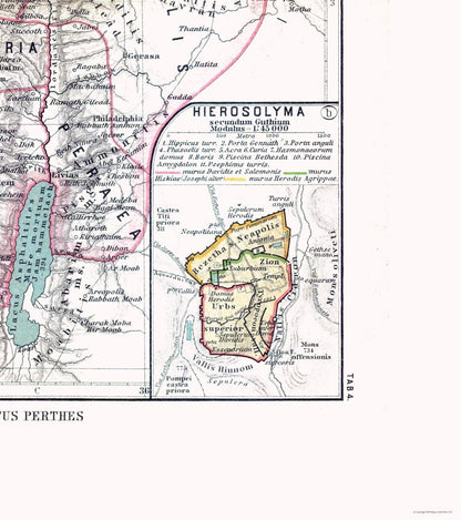 Historic Map - Palestine Israel - Perthes 1896 - 23 x 25.93 - Vintage Wall Art