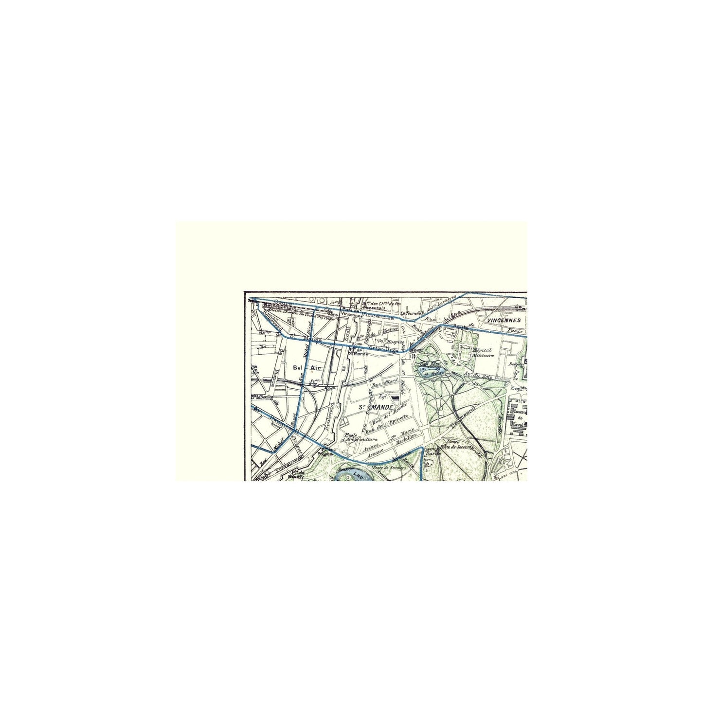 Historic Map - Paris France Bois de Vincennes - Colton 1921 - 31.12 x 23 - Vintage Wall Art