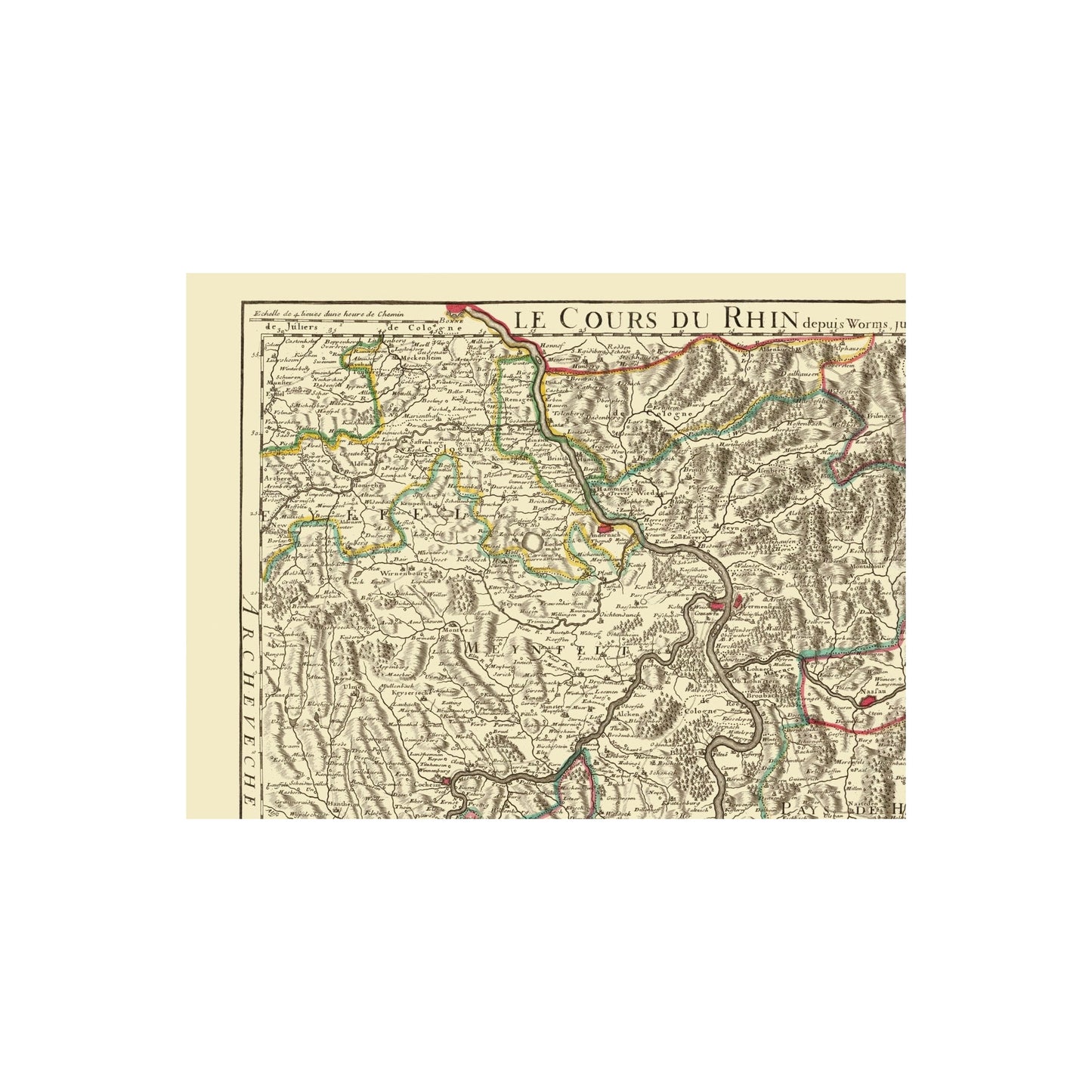 Historic Map - Germany Rhine River Basin - Covens 1787 - 23 x 30.32 - Vintage Wall Art