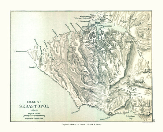 Historic War Map - Sevastopol Russia 1854 Siege - Gardiner 1902 - 28.47 x 23 - Vintage Wall Art