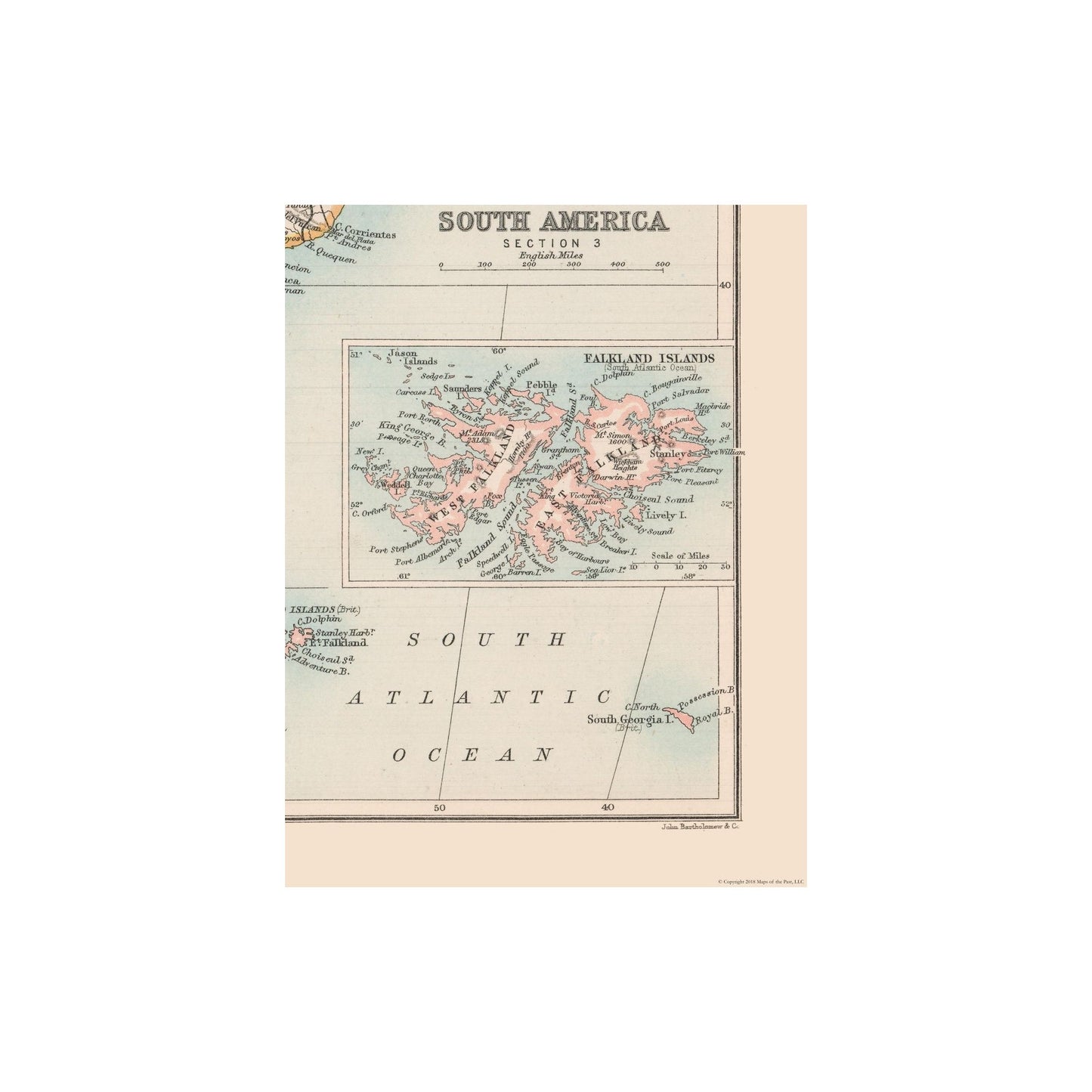 Historic Map - Argentina Bolivia Chile Uruguay - Bartholomew 1892 - 30.06 x 23 - Vintage Wall Art