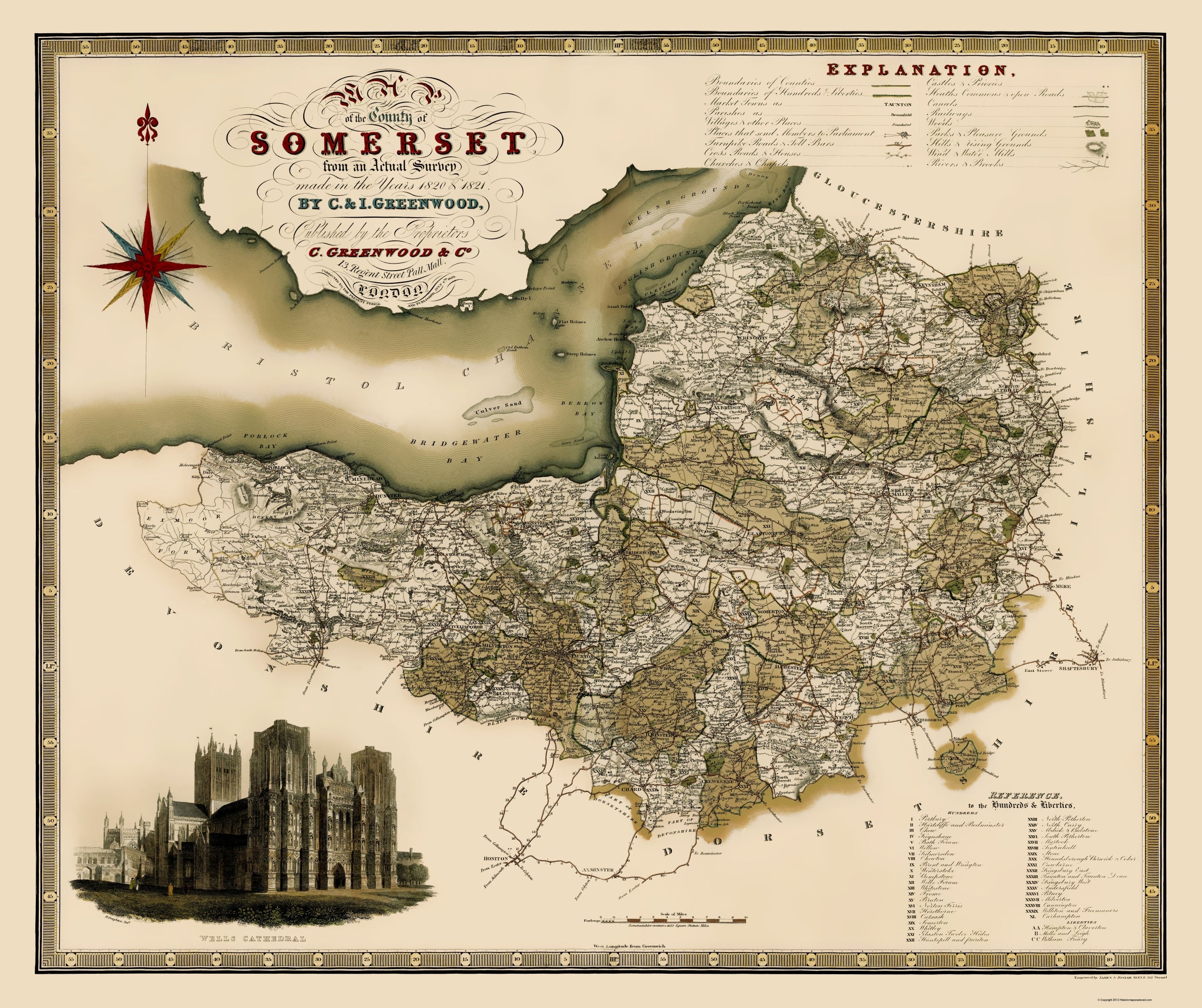 Historic Map Somerset County England Greenwood 1820 23 X 27 41 historic-map-somerset-county-england-greenwood-1820-23-x-27-41