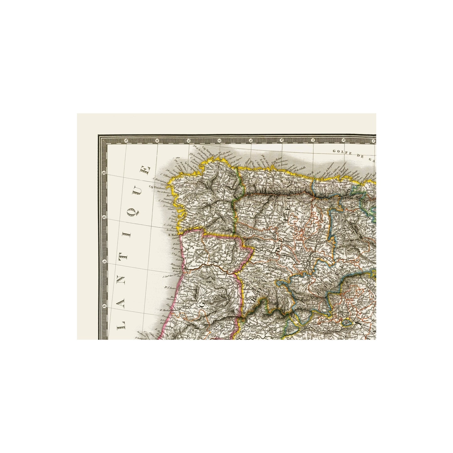Historic Map - Spain Portugal - Brue 1824 - 23 x 30.38 - Vintage Wall Art