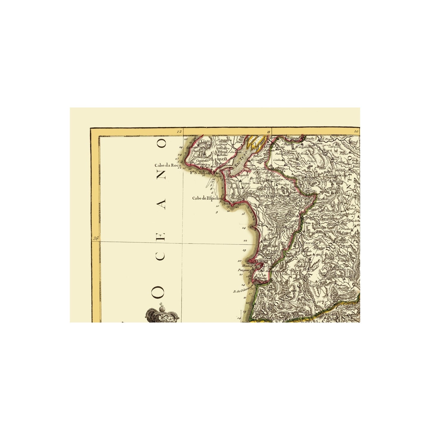Historic Map - Spain Portugal - Lattre 1780 - 23 x 31.05 - Vintage Wall Art