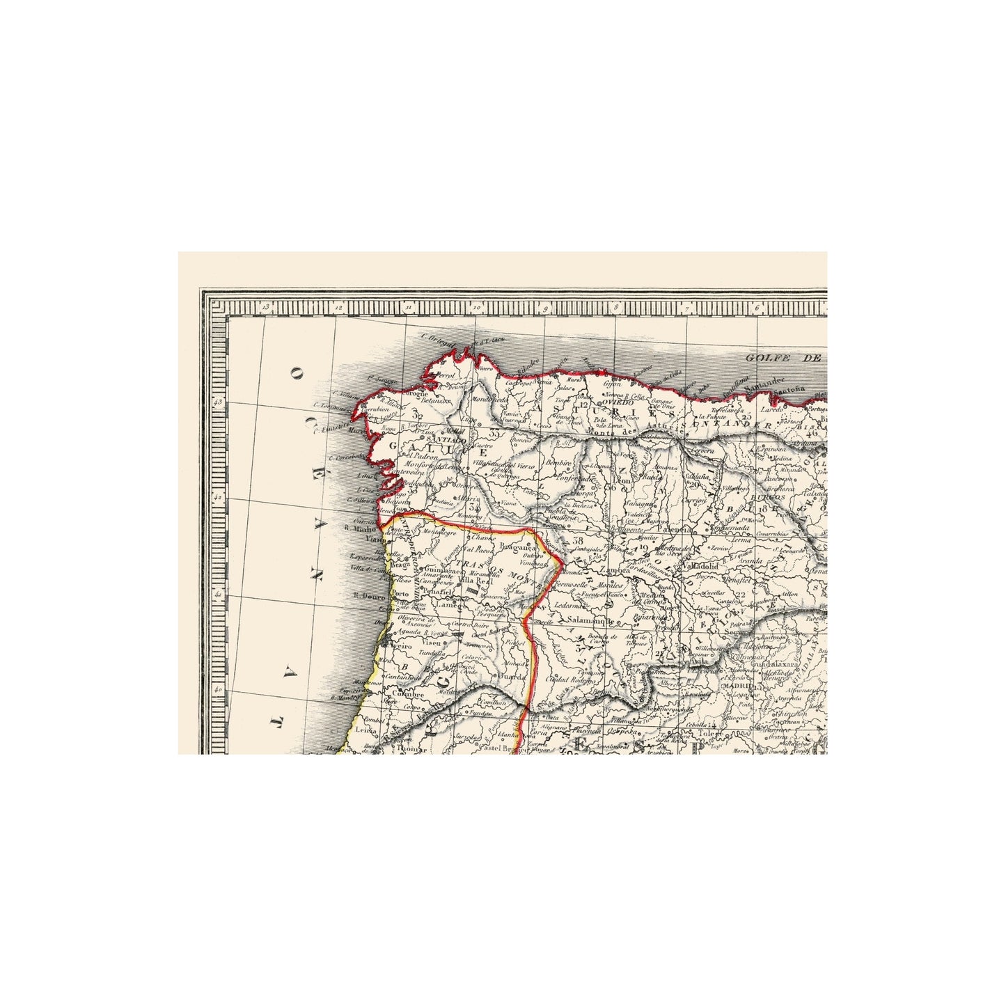 Historic Map - Spain Portugal - Monin 1839 - 23 x 29 - Vintage Wall Art