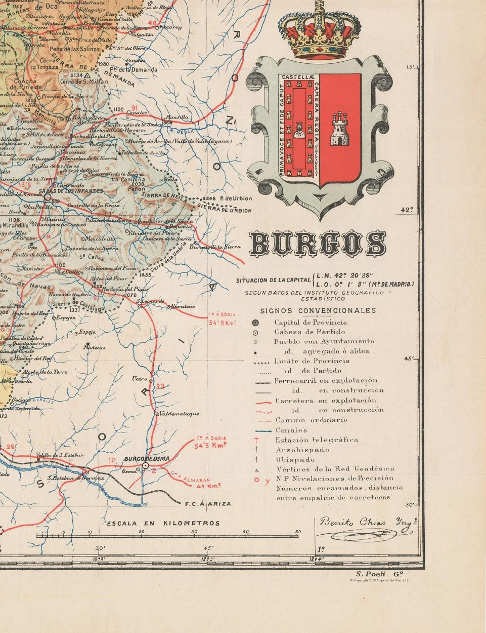 Historic Map - Burgos Spain - Martin 1911 - 23 x 29.92 - Vintage Wall Art