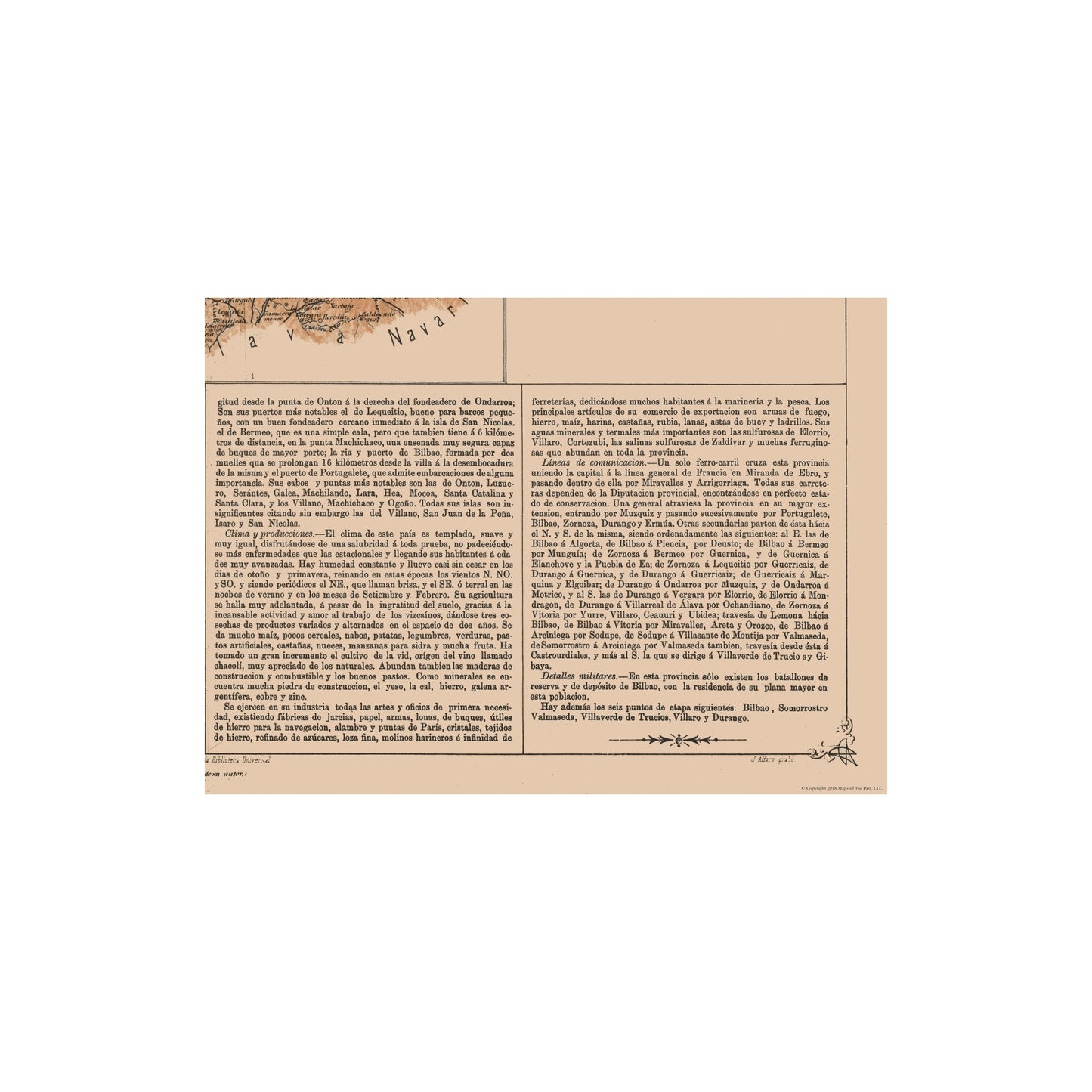 Historic Map - Biscay Province Spain - Valverde 1880 - 31.59 x 23 - Vintage Wall Art