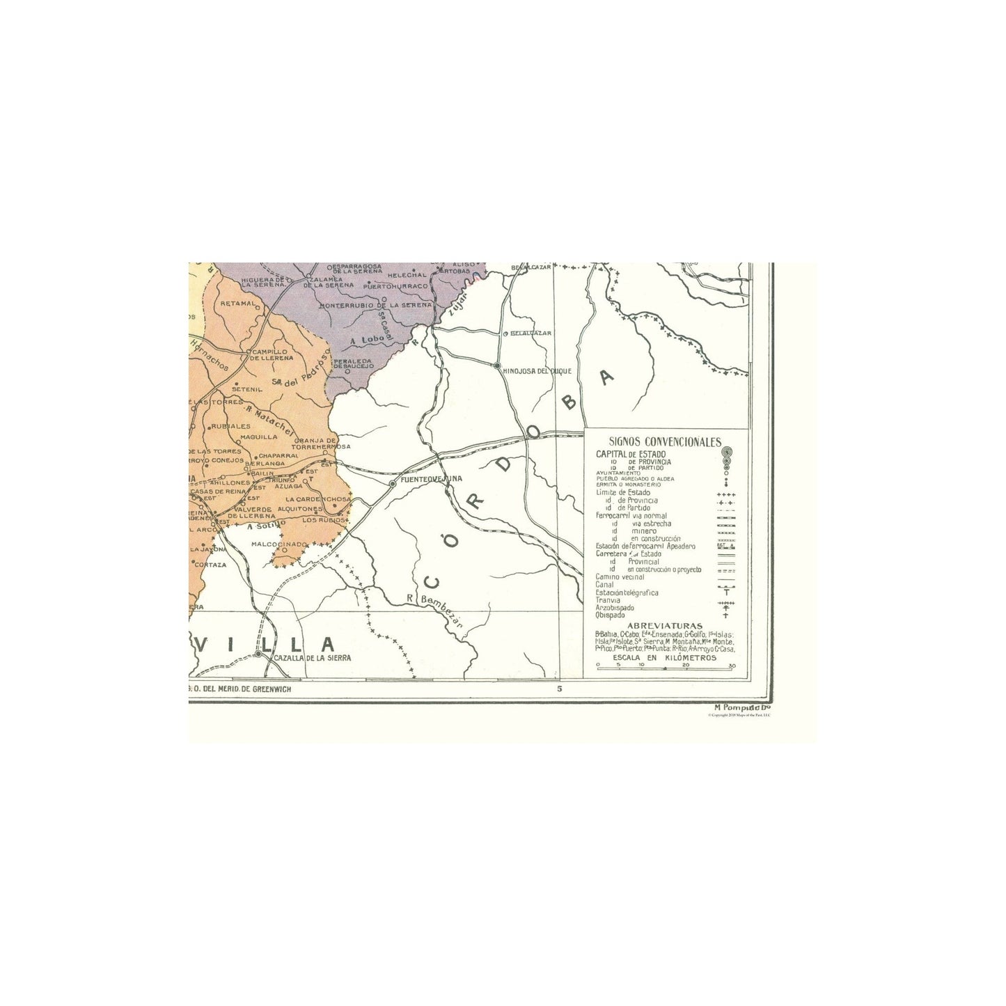 Historic Map - Badajoz Province Spain - Pompido 1913 - 30.11 x 23 - Vintage Wall Art