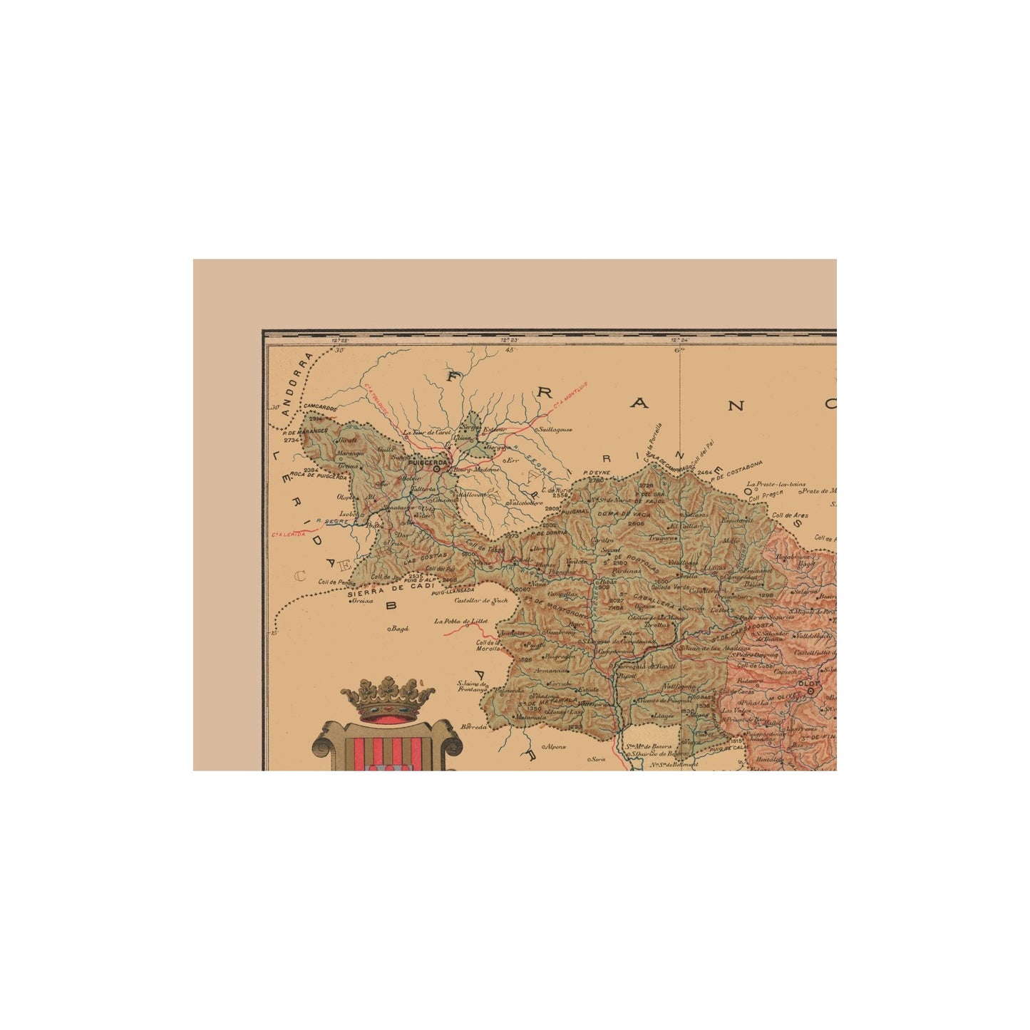 Historic Map - Girona Spain - Martine 1904 - 28.92 x 23 - Vintage Wall Art